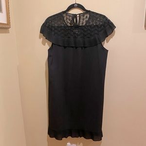 Tahari ASL black dress with lace shoulders